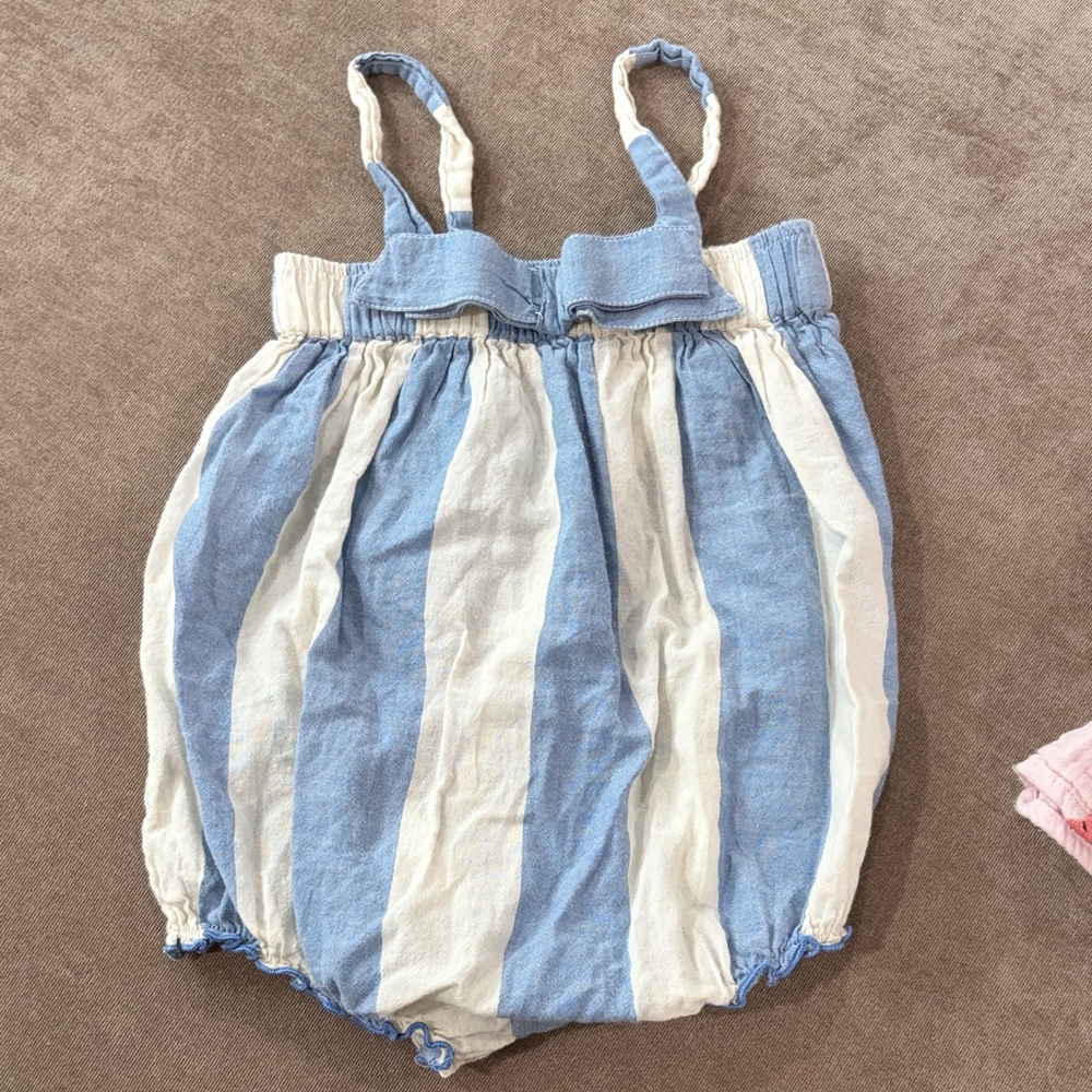 Pink Chicken Blue and Cream Striped Kids Bubble
